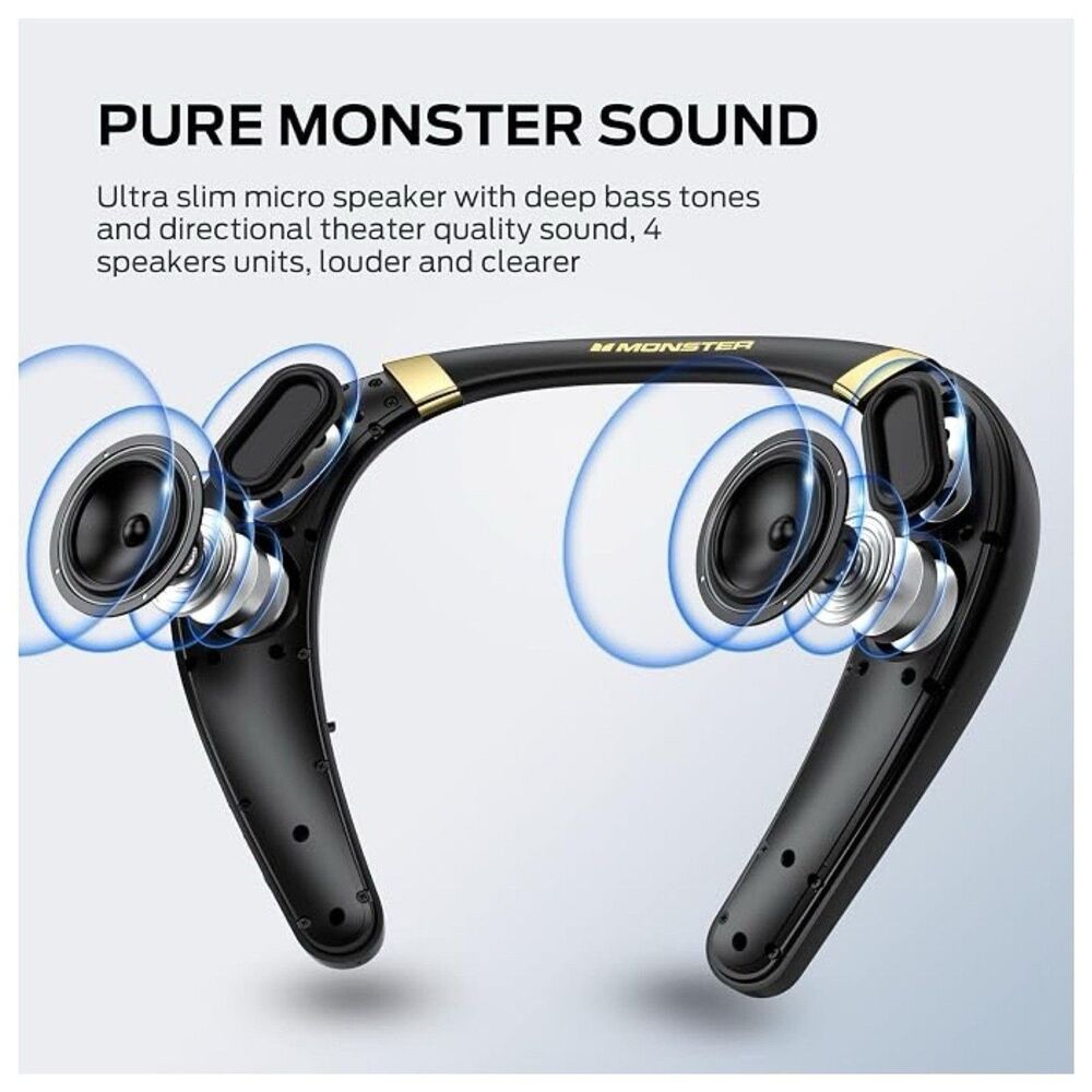 New Monster Boomerang Wireless Neckband Bluetooth Speaker IPX7 Waterproof 12H